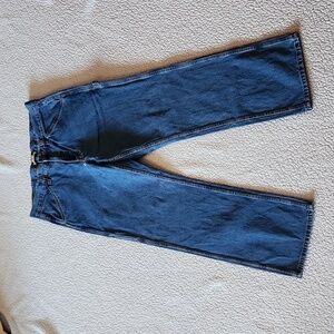 Blue mountain high rise wide leg carpenter medium wash distressed jeans